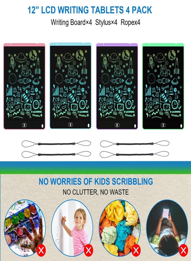 Electight 12 Inch LCD Writing Tablet, 4 Pack Colorful Drawing Tablet for Kids, Eye Care Doodle Board with Lock and Erase FUNC, Birthday Gifts Toys for 3-8 Years Old Boys(Blue, Pink, Purple, Green) - Image 5